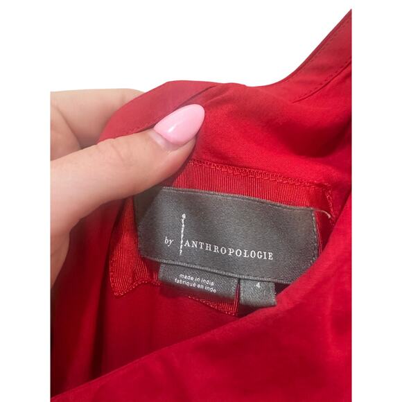Anthropologie One-Shouldered Tiered MIDI Dress Red Sz 4 Ruffled - Great Cond!! - Picture 3 of 4